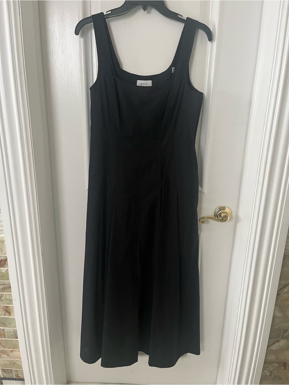 A.L.C. Black Square-Neck Maxi Dress with Wide Straps